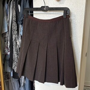 Almost Vintage Marc by Marc Jacobs Dark Brown Pleated A-Line Skirt